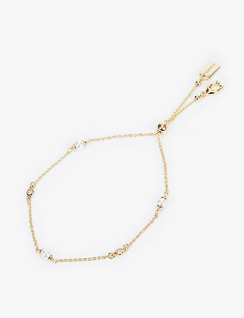 COACH: Classic faux-pearl and cubic zirconia gold-plated bracelet