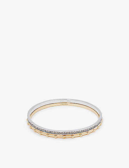 COACH: Pave crystal and silver and gold-toned brass two-piece bangle set