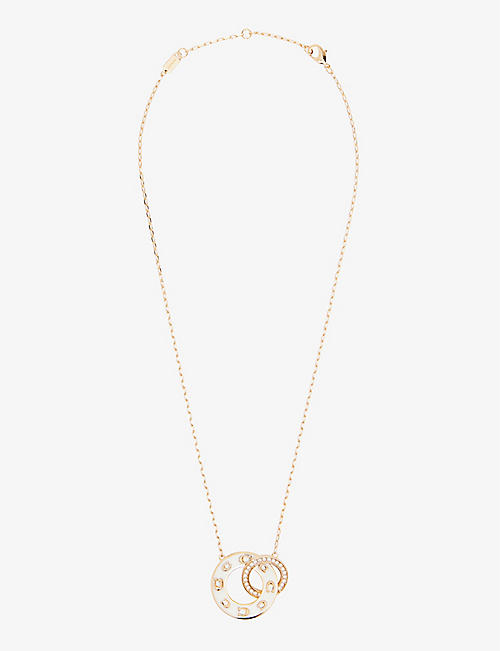 COACH: Pegged enamel, crystal and plated brass pendant necklace
