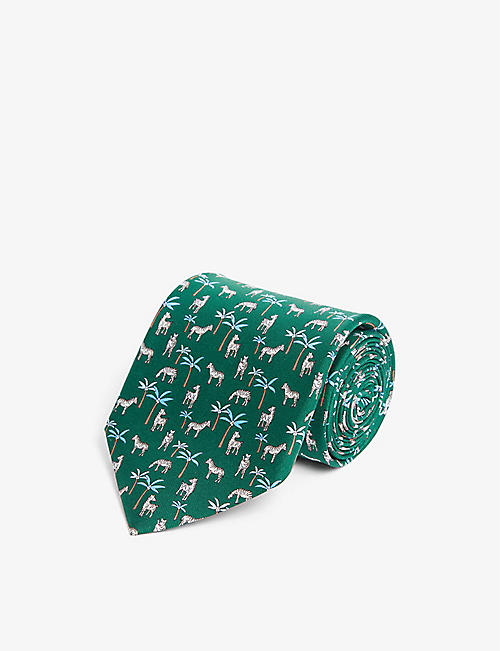 SALVATORE FERRAGAMO: Arazzo animal-pattern silk tie