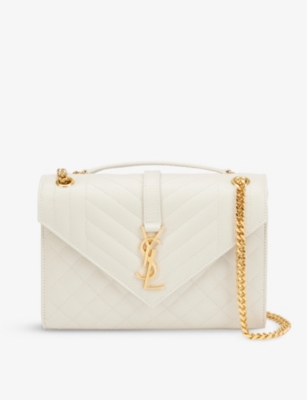 SAINT LAURENT: Monogram-embellished quilted leather satchel bag