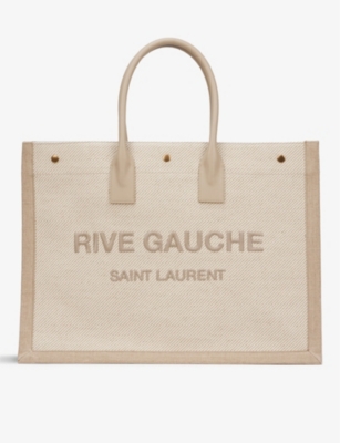 Rive gauche tote bag in embroidered cotton and linen sale