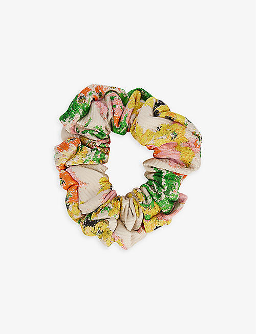 STINE GOYA: Abstract-print recycled-polyester-blend scrunchie