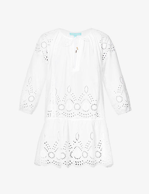 MELISSA ODABASH: Ashley embroidered cotton mini dress