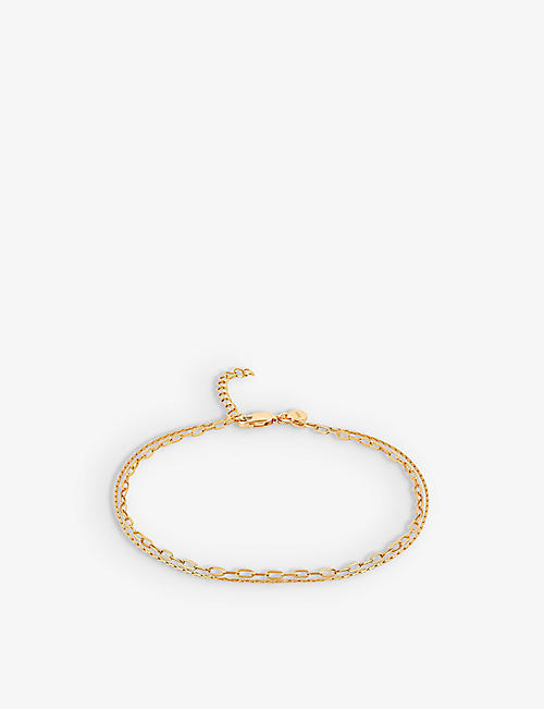 ASTRID & MIYU: Double-chain recycled sterling-silver anklet