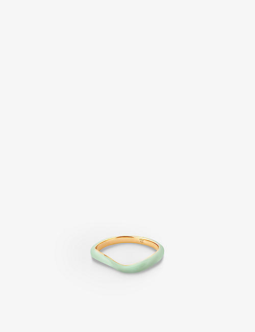 ASTRID & MIYU: Wave 18ct yellow-gold plated recycled sterling-silver and enamel ring