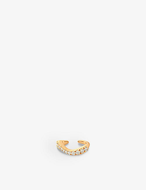 ASTRID & MIYU: Wave 18ct yellow gold-plated recycled sterling-silver and cubic zirconia ear cuff