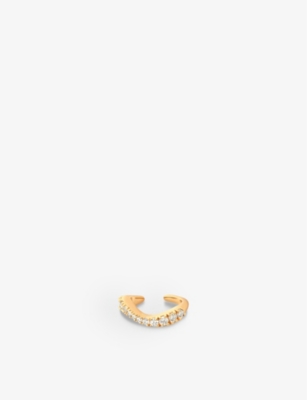 Astrid & Miyu Wave 18ct Yellow Gold-plated Recycled Sterling-silver And Cubic Zirconia Ear Cuff