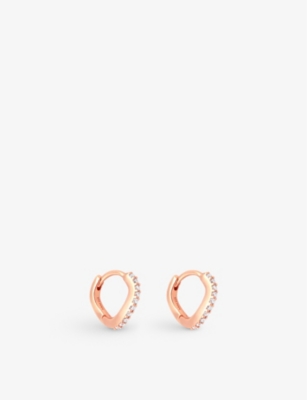 Astrid & Miyu Wave Rose Gold-plated Sterling Silver And Cubic Zirconia Huggies