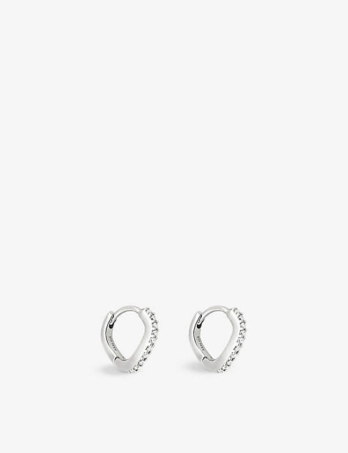 ASTRID & MIYU: Wave 18ct white-gold plated recycled 925 sterling-silver and cubic zirconia huggie hoop earrings