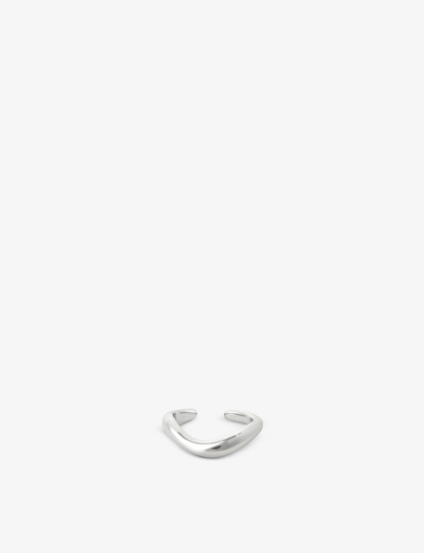 Wave recycled sterling-silver and enamel single ear cuff