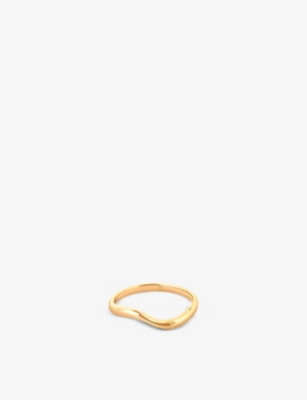 ASTRID & MIYU: Wave yellow gold-plated sterling silver ring