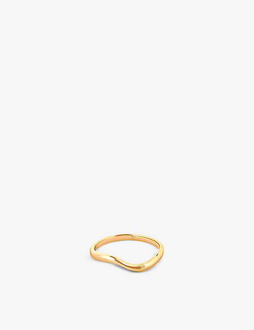ASTRID & MIYU: Wave yellow gold-plated sterling silver ring