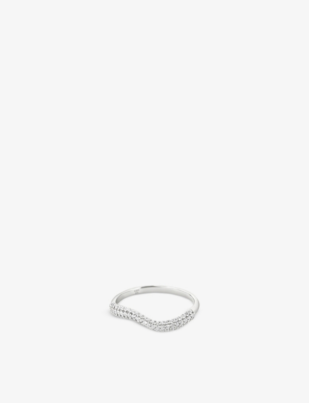 Wave sterling silver and cubic zirconia ring