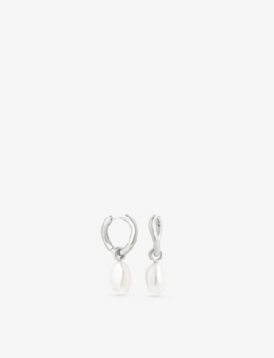 Astrid & Miyu Pearl Drop 18ct Yellow-gold Plated Brass And Pearl Earrings In Silver