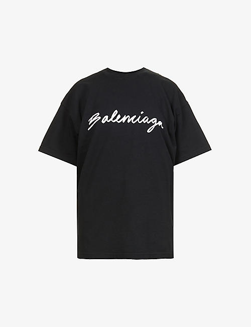 BALENCIAGA: Logo-print cotton T-shirt