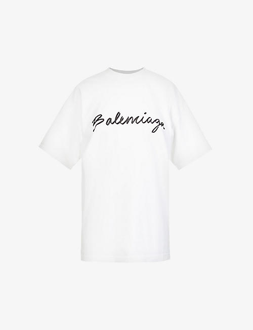 BALENCIAGA: Logo-print cotton T-shirt
