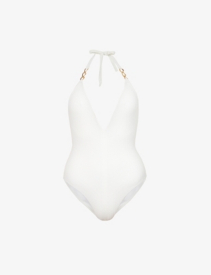 Melissa Odabash Naples Plunge Cotton One-piece Swimsuit In Mazy White