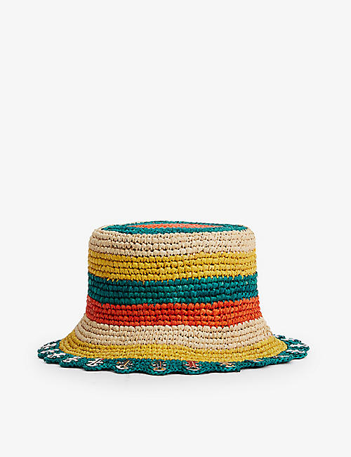 PACO RABANNE: Striped straw bucket hat