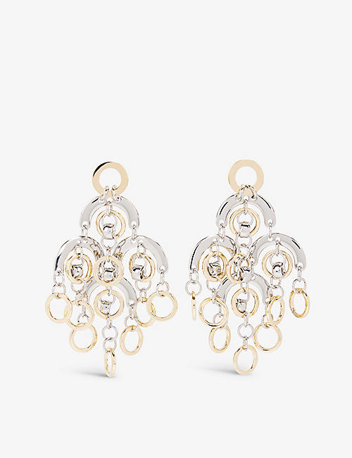 PACO RABANNE: Brand-engraved silver and gold-toned brass earrings