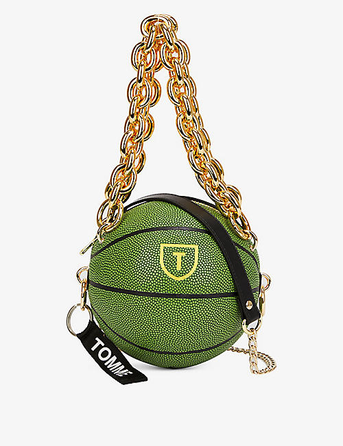 TOMME STUDIO: Chain-embellished basketball leather cross-body bag