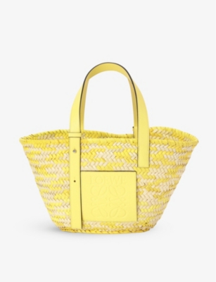 Loewe X Paula's Ibiza Small Anagram Confetti Basket Bag In Natural/lemon