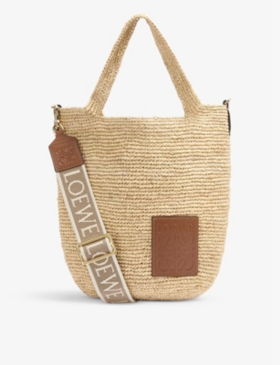 LOEWE Loewe x Paula's Ibiza Slit raffia and leather cross-body tote bag