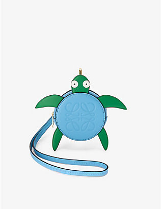 LOEWE: Cookie turtle-motif monogram-debossed leather purse charm