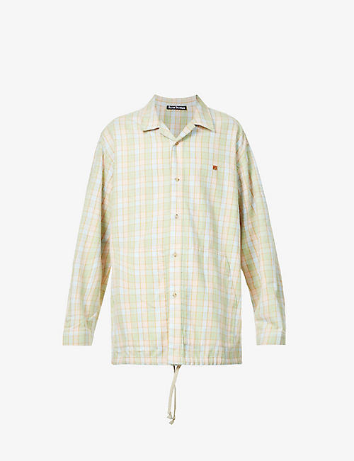 ACNE STUDIOS: Checked brand-appliquéd cotton-flannel shirt