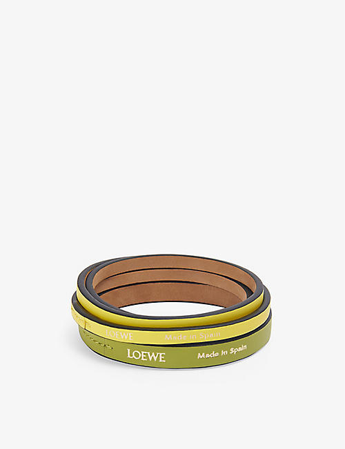 LOEWE: Loewe Paula’s Ibiza logo-embossed leather bangles set of two
