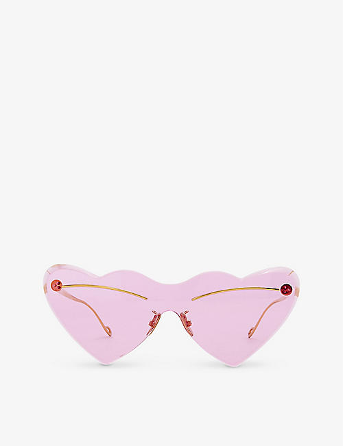 LOEWE: G000270X02 Loewe Paula's Ibiza heart-shaped rimless acetate sunglasses