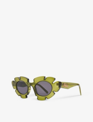 Loewe Womens Cactus Green  X Paula's Ibiza G000270x03 Flower-shaped Acetate Sunglasses In Cactus Green