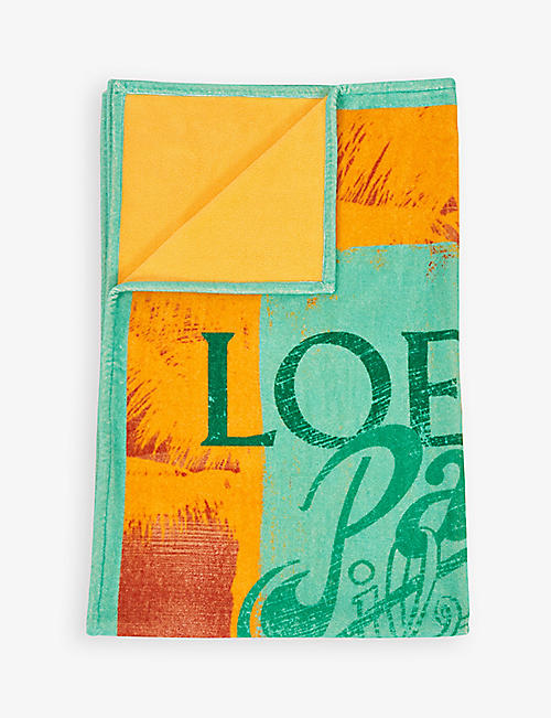 LOEWE：Paula's Ibiza 棕榈树印花棉毛巾 105 厘米 x 170 厘米