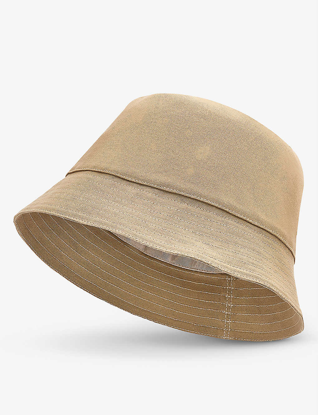Loewe Womens Sand/tan Paula's Ibiza Brand-patch Cotton And Calfskin Bucket Hat