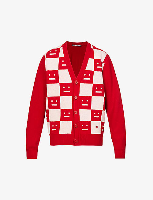 ACNE STUDIOS: Branded check-print button-up wool cardigan