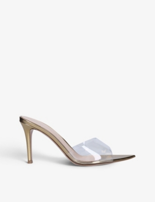 Shop Gianvito Rossi Womens Gold Elle Leather And Pvc Heeled Mules