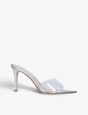 Shop Gianvito Rossi Women's Silver Com Elle Leather And Pvc Heeled Mules