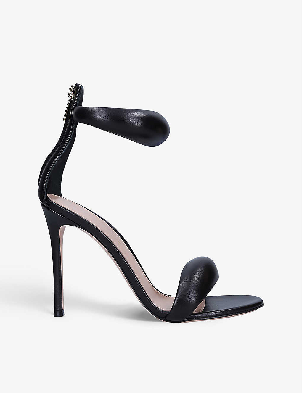 Shop Gianvito Rossi Bijoux Padded-strap Leather Heeled Sandals In Black