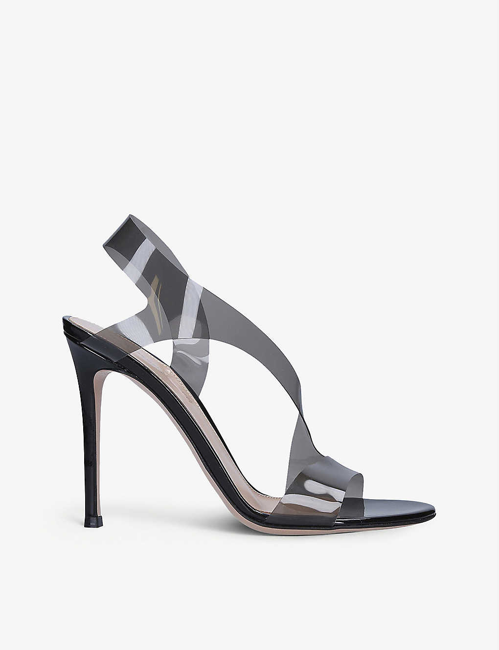 Gianvito Rossi Metropolis Transparent-strap Pvc Heeled Sandals In Fume & Black