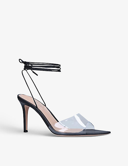 GIANVITO ROSSI: Skye ankle-tie leather and PVC heeled sandals