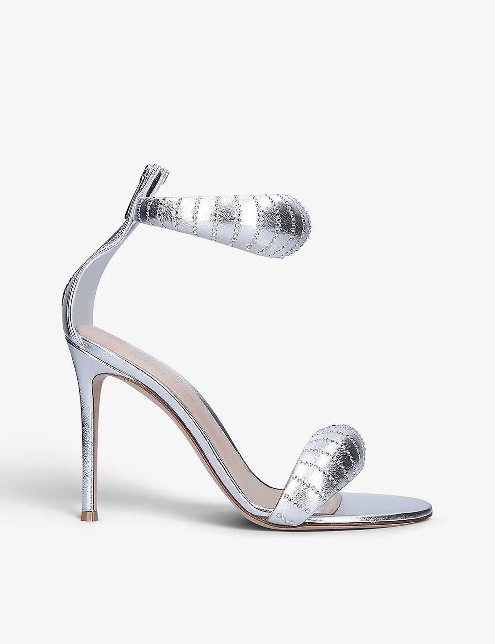 Gianvito Rossi Womens Silver Bijoux Crystal-embellished Leather Heeled Sandals