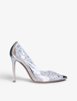 GIANVITO ROSSI Halley crystal-embellished PVC and leather courts