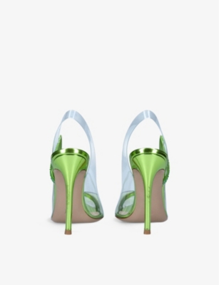 GIANVITO ROSSI Hortensia crystal-embellished PVC and leather slingback courts