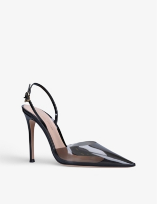 GIANVITO ROSSI Ribbon D'Orsay leather and TPU heeled sandals