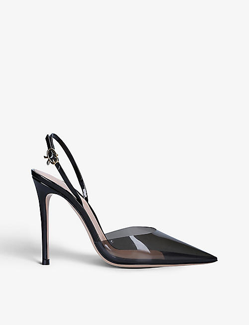 GIANVITO ROSSI: Ribbon D'Orsay leather and TPU heeled sandals
