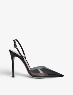 GIANVITO ROSSI Ribbon D'Orsay leather and TPU heeled sandals