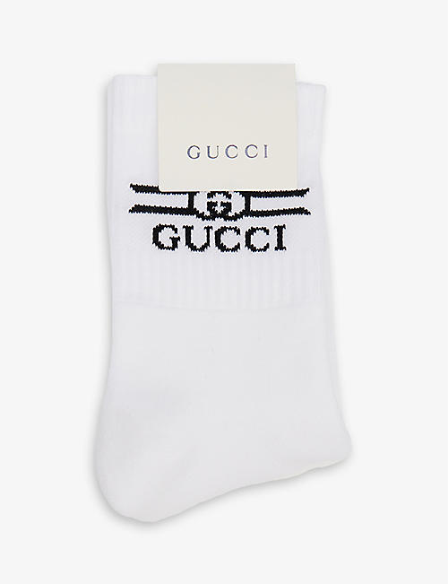 GUCCI: Logo-print stretch-cotton blend socks 12 years