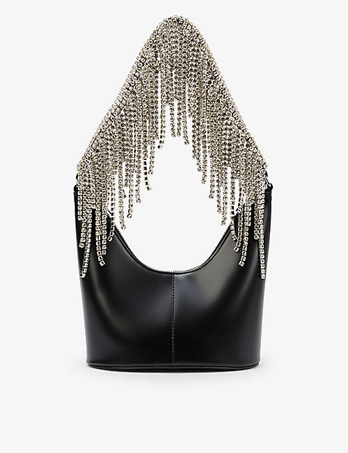 KARA: Crystal-embellished leather shoulder bag