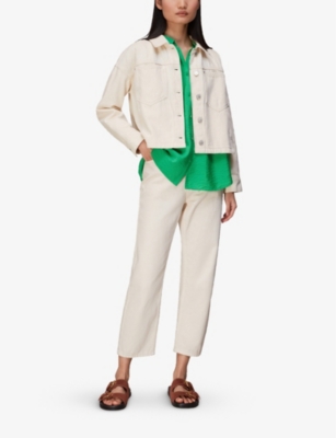 Whistles Womens Green Nicola Relaxed-fit Crepe Blouse In Green