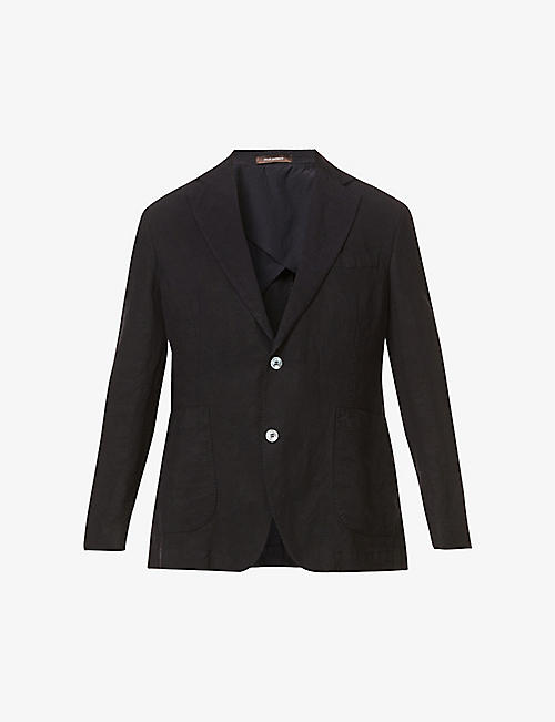 OSCAR JACOBSON: Ferry Patch single-breasted relaxed-fit woven blazer